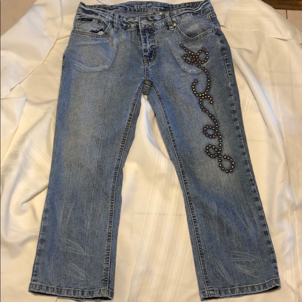 REVOLT jeans crops with brads size 11 Juniors cute
